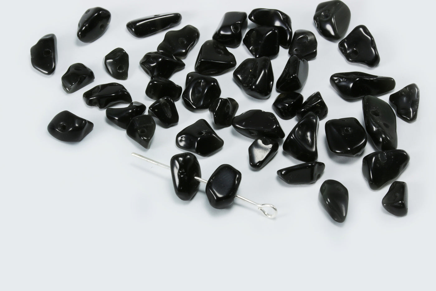 Edelstein Perlen, Achat schwarz, 5-8 mm, 50 Stück