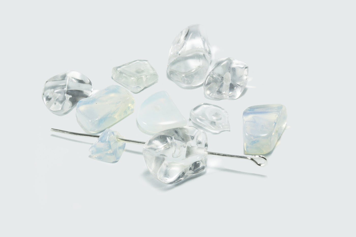 Edelstein Perlen, Mondstein, 6-17 mm, 50 Stück