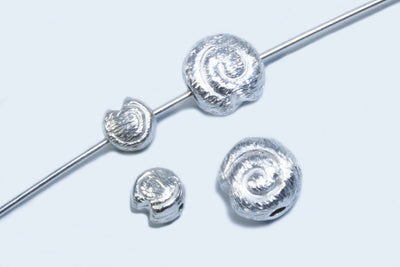 Perlen aus 925 Silber, Schnecke, Ø 6 mm, gebürstet