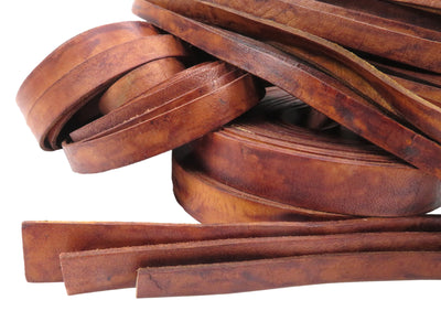 esnado weiches Lederband Flach 15 mm x 2,5 mm - Antik Braun