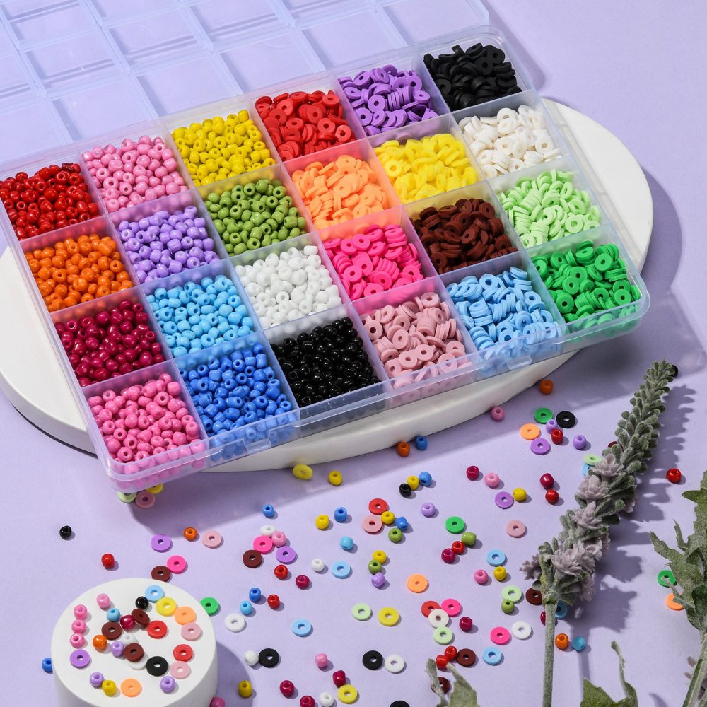InwariaDIY Heishi & Seed Beads Set – 3.600-tlg. Perlen-Bastelset