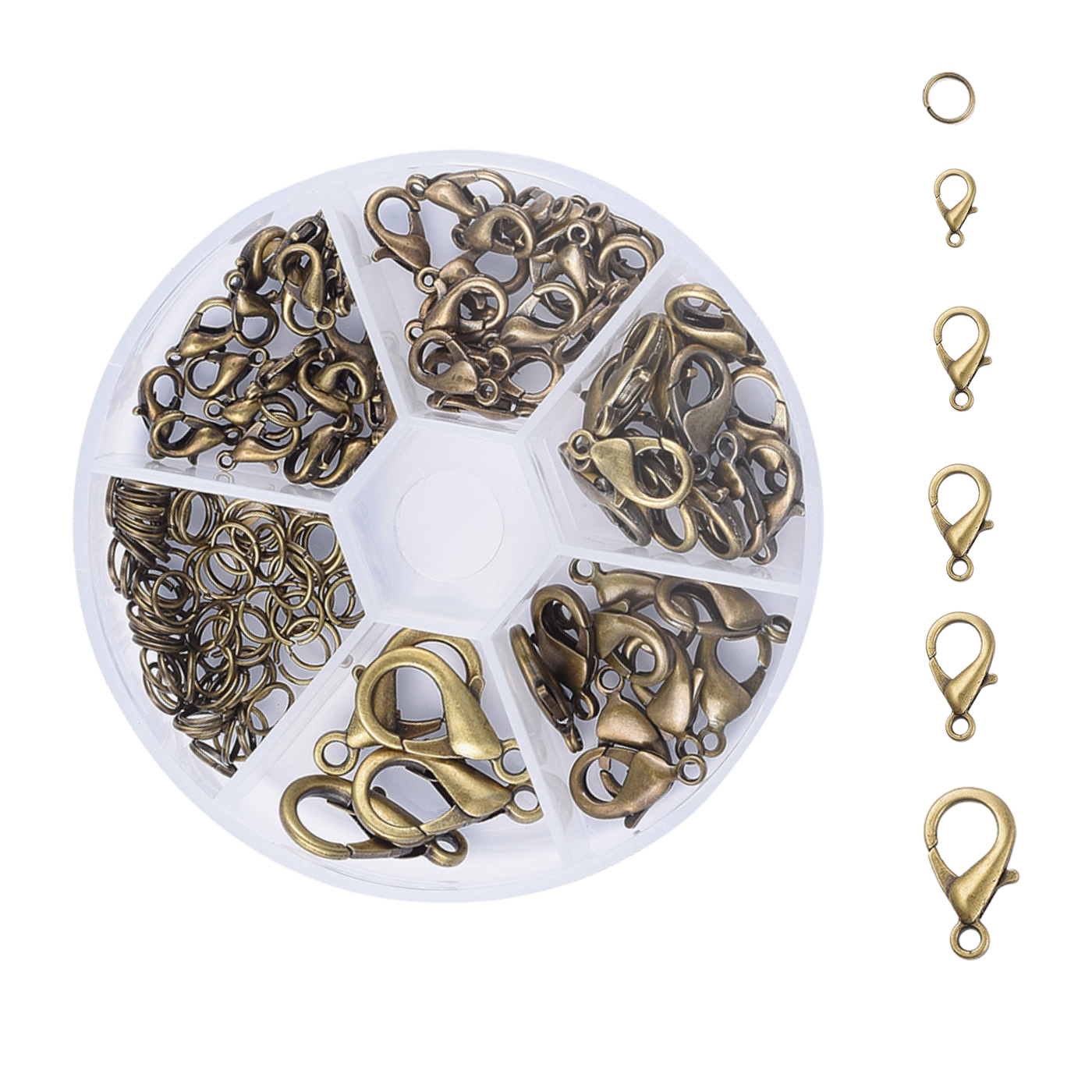 DIY Karabinerverschluss-Set (5 Größen) mit Biegeringen in Bronze