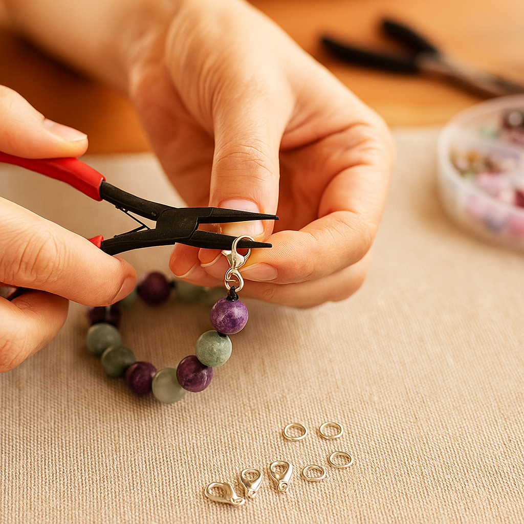 DIY Karabinerverschluss-Set (5 Größen) mit Biegeringen in Silberfarben