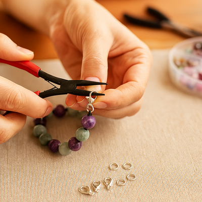 DIY Karabinerverschluss-Set (5 Größen) mit Biegeringen in Silberfarben