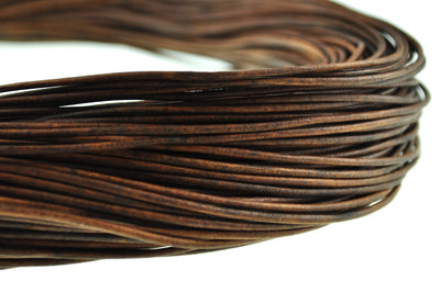 esnado Lederschnur 2mm in Mesh Holzbraun – Echtes Rindsleder