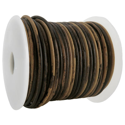 esnado Lederschnur Rund 2 mm - Bicolor Braun/Beige. Länge: 25 m auf Rolle