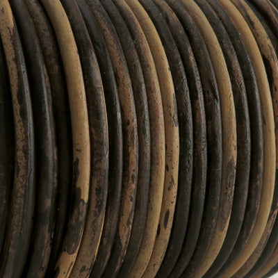 esnado Lederschnur Rund 2 mm - Bicolor Braun/Beige. Länge: 25 m auf Rolle