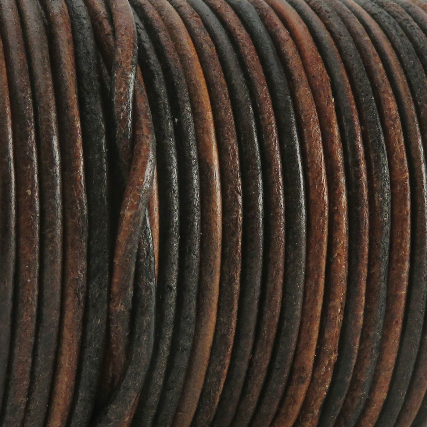 esnado Lederschnur Rund 2 mm - Bicolor Schwarz/Natur. Länge: 25 m auf Rolle