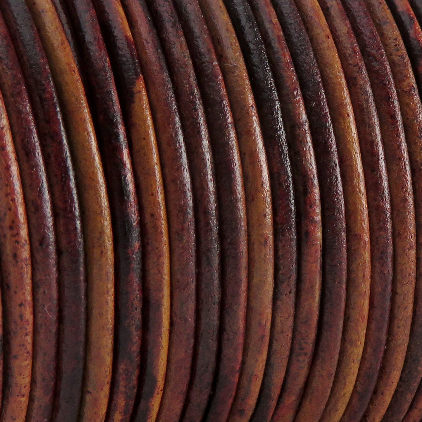 esnado Lederschnur Rund 2 mm - Bicolor Braun/Natur. Länge: 25 m auf Rolle