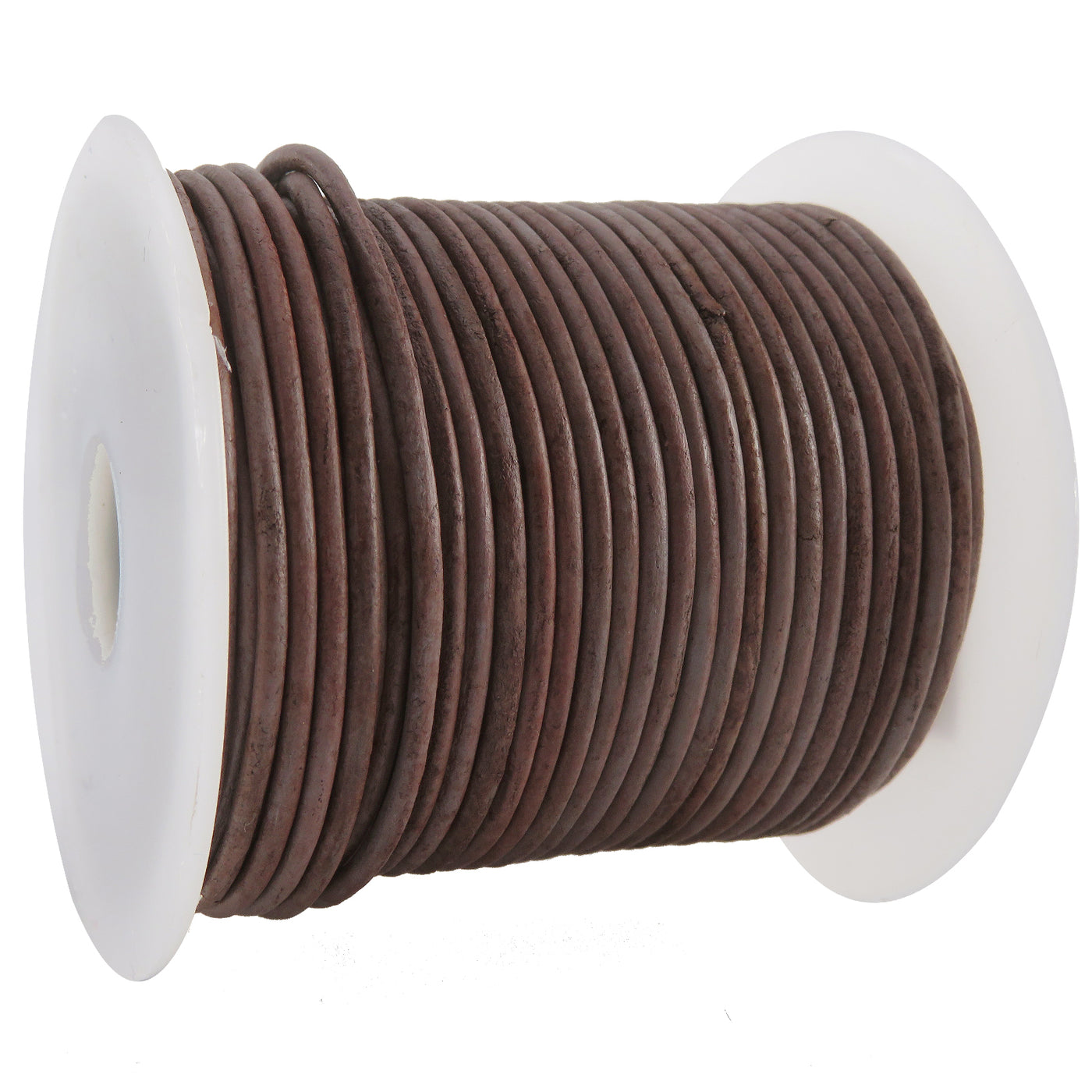 esnado Lederschnur Rund 2 mm - Bicolor Grau/Braun. Länge: 25 m auf Rolle