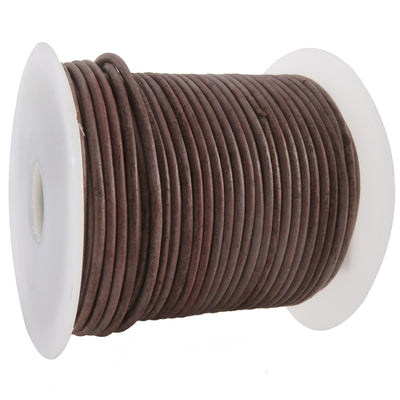 esnado Lederschnur Rund 2 mm - Bicolor Grau/Braun. Länge: 25 m auf Rolle