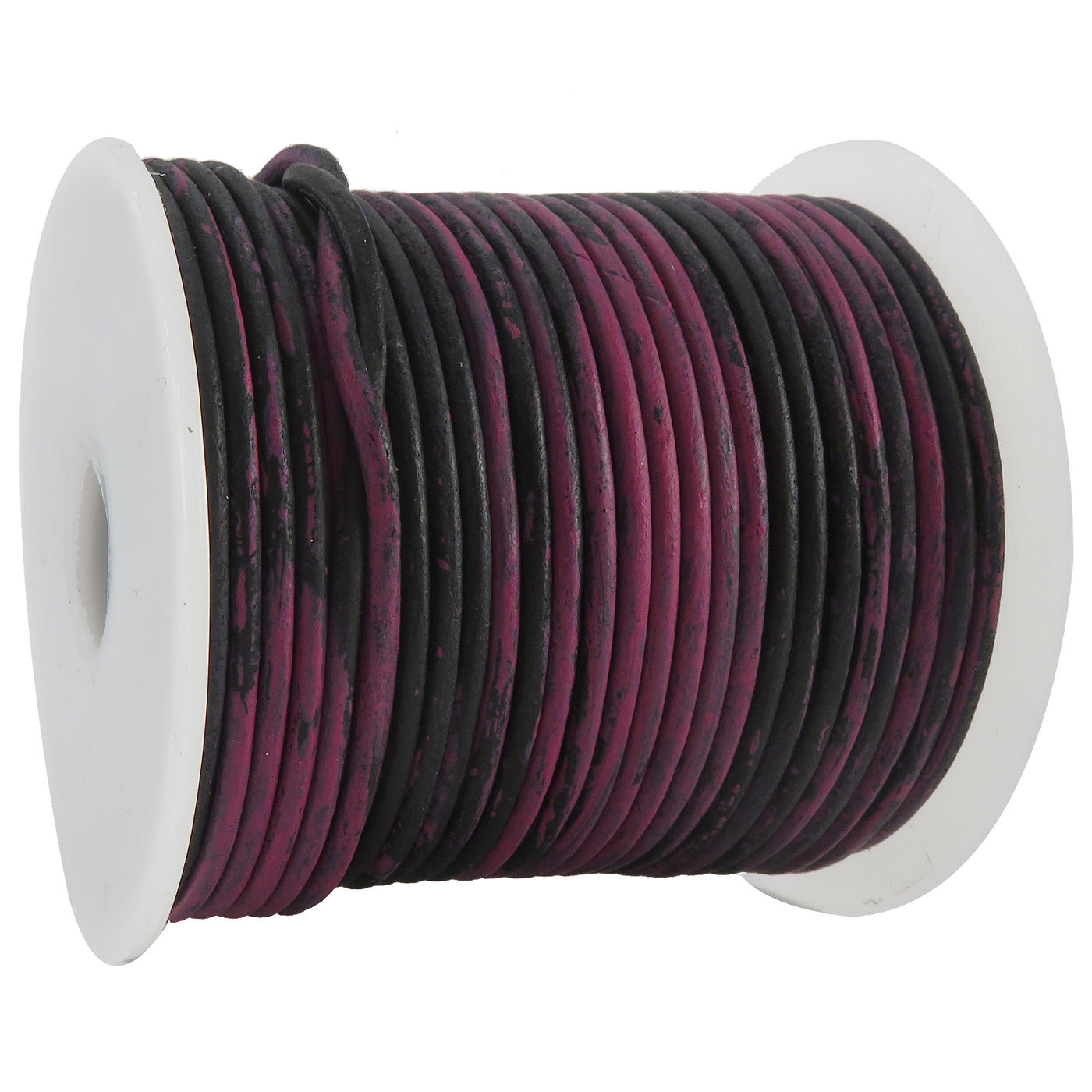 esnado Lederschnur Rund 2 mm - Bicolor Pink/Schwarz. Länge: 25 m auf Rolle