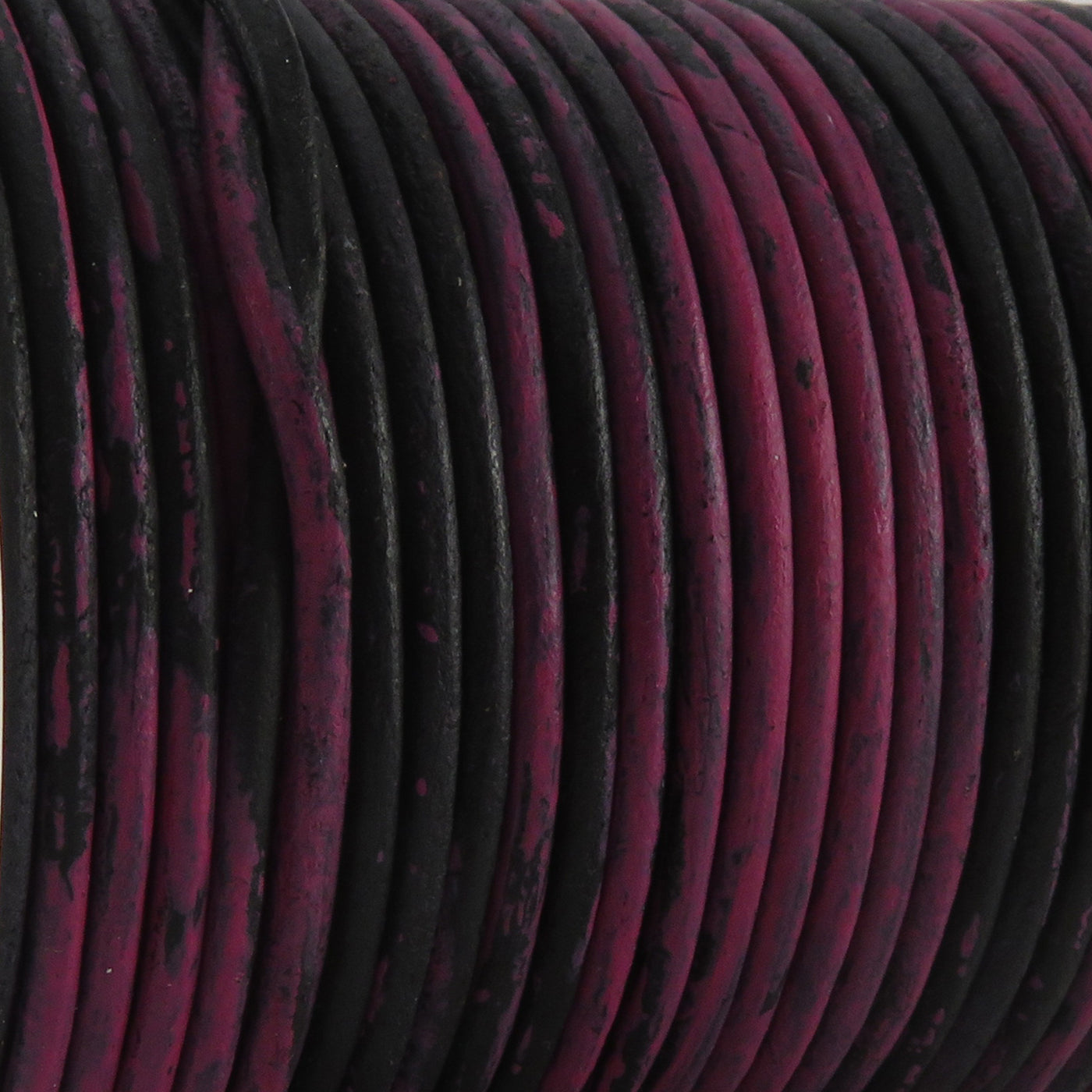 esnado Lederschnur Rund 2 mm - Bicolor Pink/Schwarz. Länge: 25 m auf Rolle