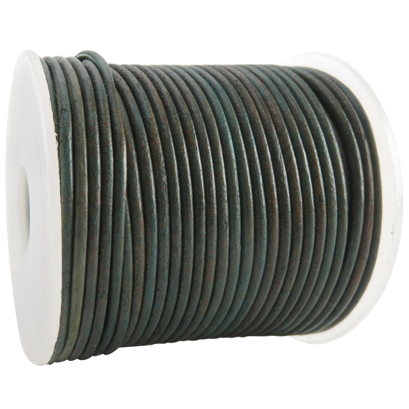 esnado Lederschnur Rund 2 mm - Bicolor Türkis/Türkis. Länge: 25 m auf Rolle