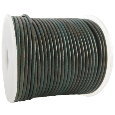 esnado Lederschnur Rund 2 mm - Bicolor Türkis/Türkis. Länge: 25 m auf Rolle