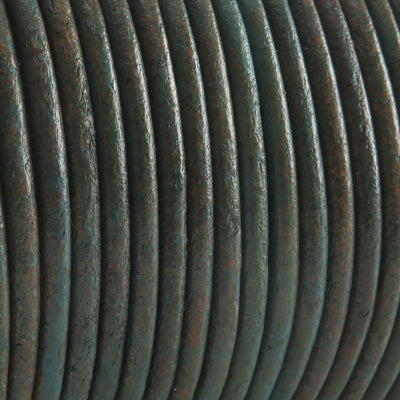 esnado Lederschnur Rund 2 mm - Bicolor Türkis/Türkis. Länge: 25 m auf Rolle