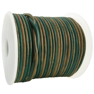 esnado Lederschnur Rund 2 mm - Bicolor Türkis/Beige. Länge: 25 m auf Rolle