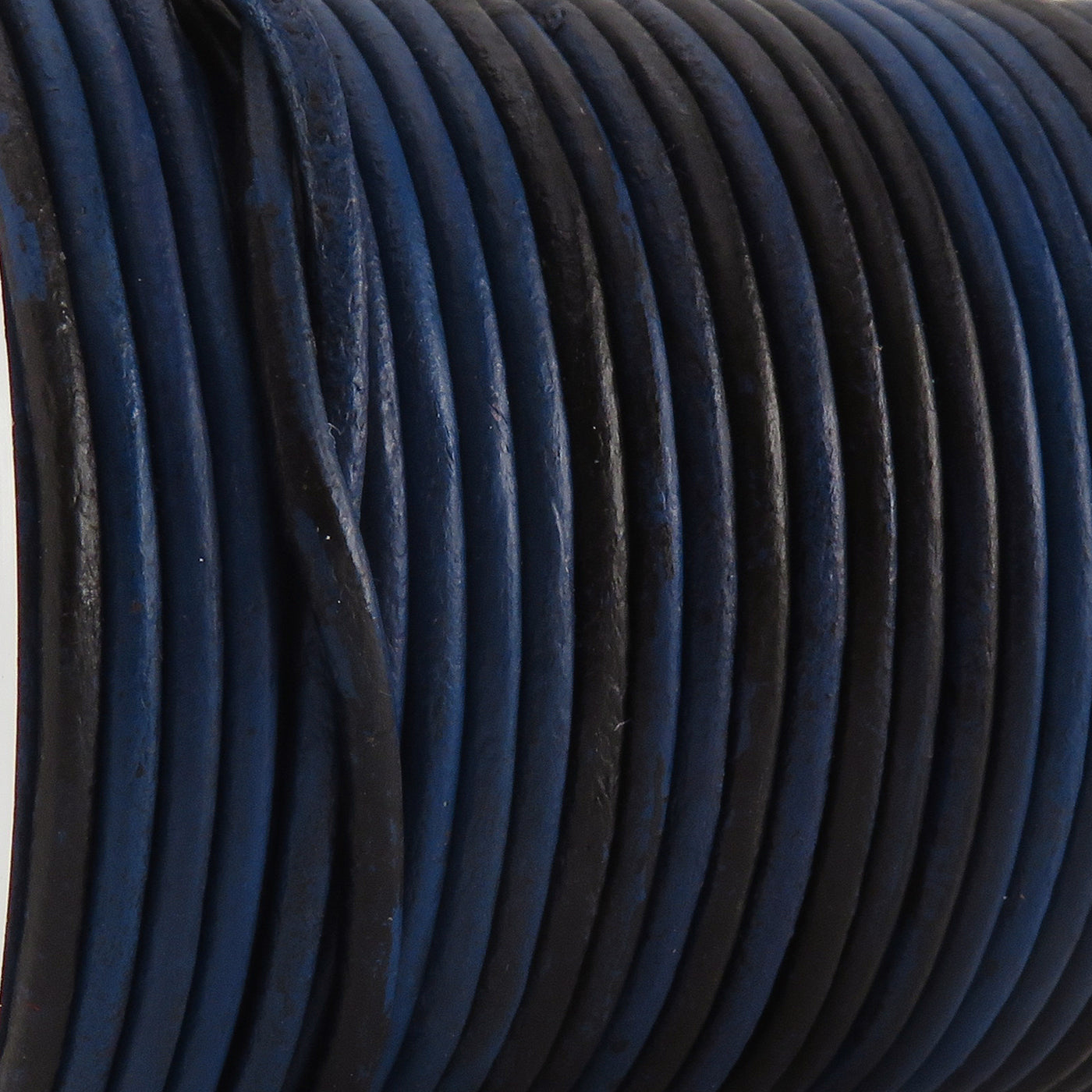 esnado Lederschnur Rund 2 mm - Bicolor Blau/Schwarz. Länge: 25 m auf Rolle