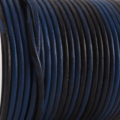 esnado Lederschnur Rund 2 mm - Bicolor Blau/Schwarz. Länge: 25 m auf Rolle