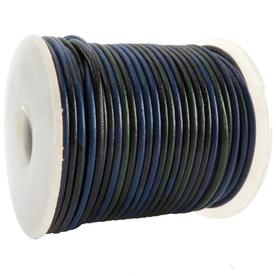 esnado Lederschnur Rund 2 mm - Bicolor Blau/Grün Länge: 25 m auf Rolle