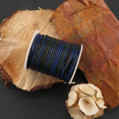 esnado Lederschnur Rund 2 mm - Bicolor Blau/Grün Länge: 25 m auf Rolle