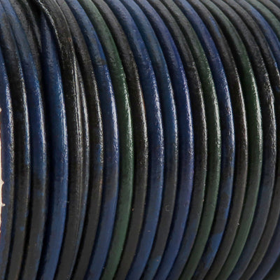 esnado Lederschnur Rund 2 mm - Bicolor Blau/Grün Länge: 25 m auf Rolle