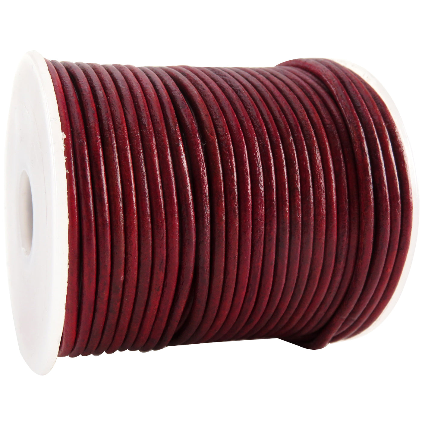 esnado Lederschnur Rund 2 mm - Bicolor Weinrot/Weinrot. Länge: 25 m auf Rolle
