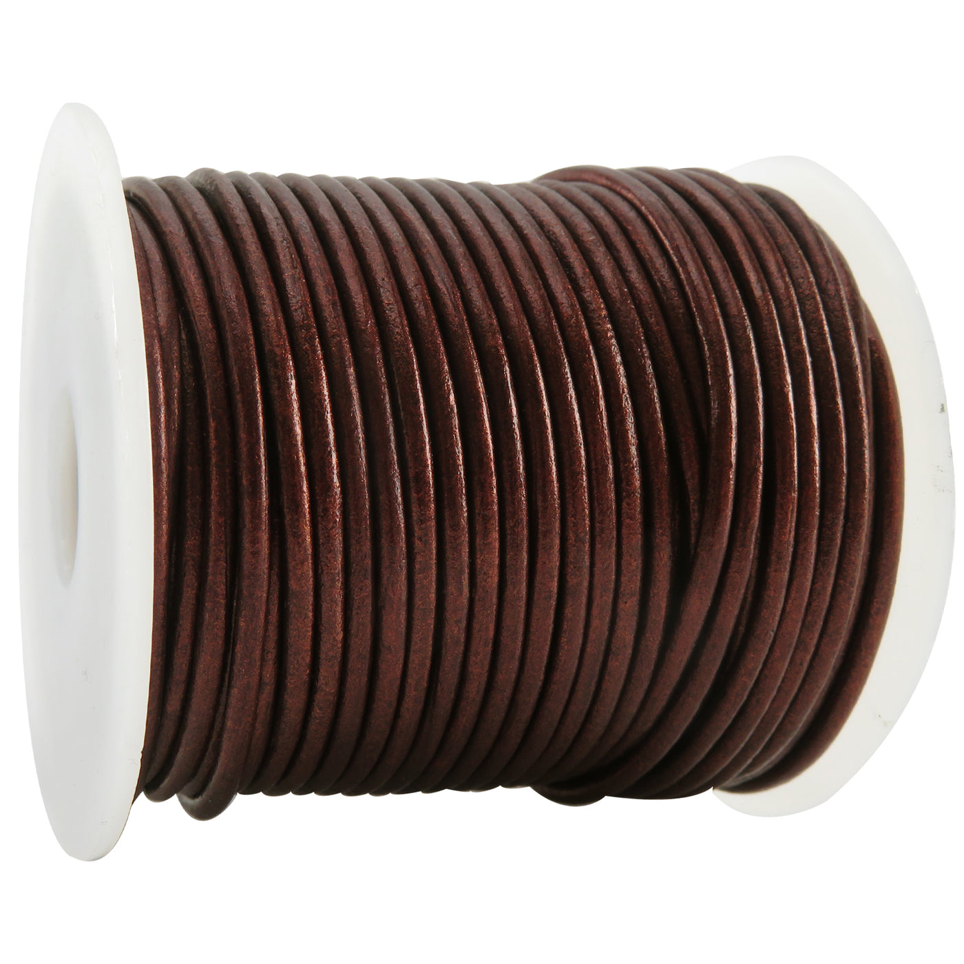 esnado Lederschnur Rund 2 mm - Bicolor Kastanie Metallic. Länge: 25 m auf Rolle