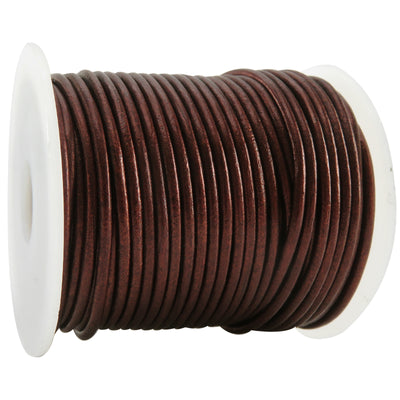 esnado Lederschnur Rund 2 mm - Bicolor Kastanie Metallic. Länge: 25 m auf Rolle