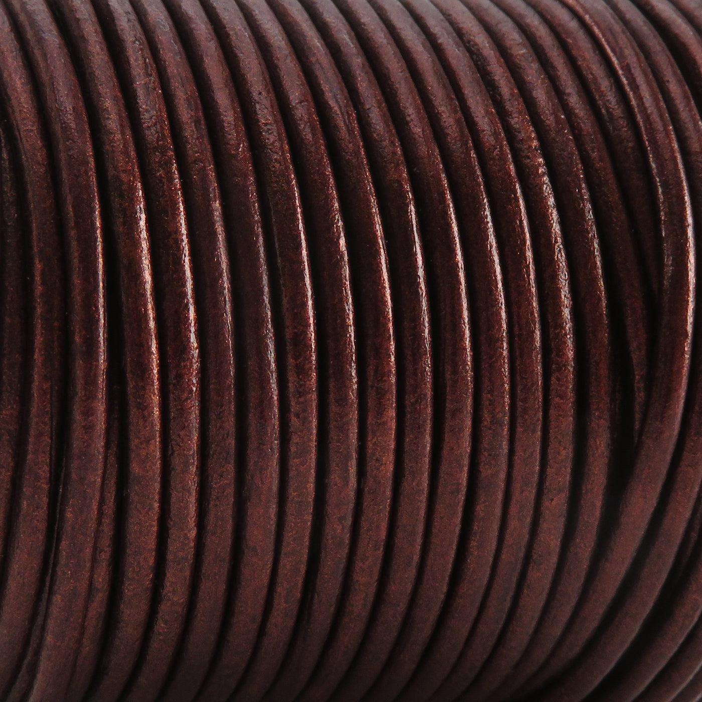 esnado Lederschnur Rund 2 mm - Bicolor Kastanie Metallic. Länge: 25 m auf Rolle