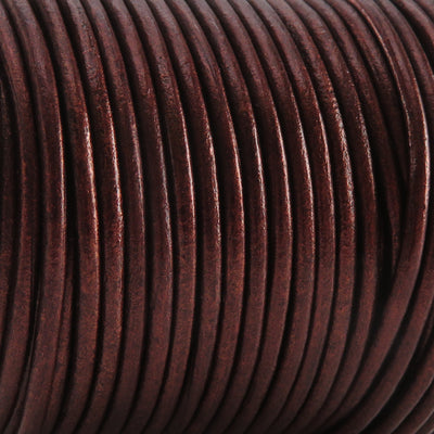 esnado Lederschnur Rund 2 mm - Bicolor Kastanie Metallic. Länge: 25 m auf Rolle