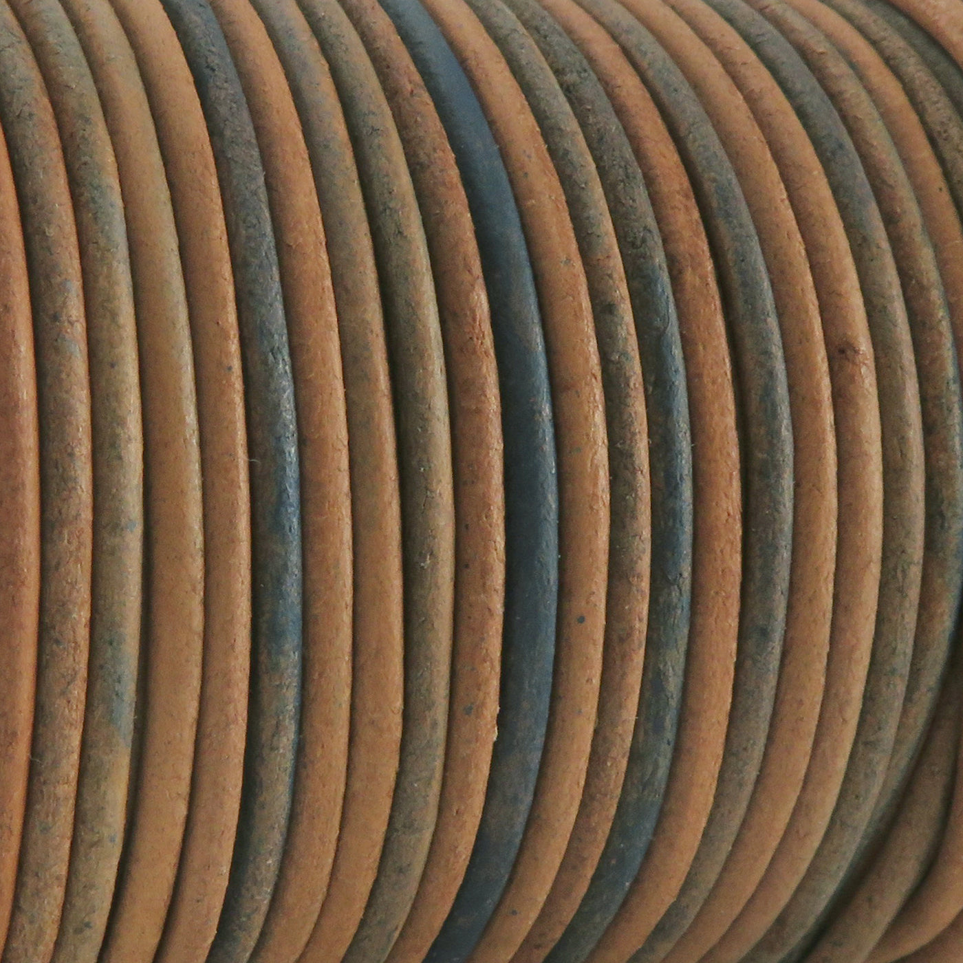 esnado Lederschnur Rund 2 mm - Bicolor Hellblau/Beige. Länge: 25 m auf Rolle