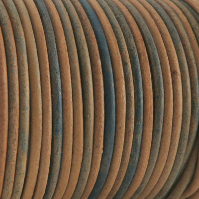 esnado Lederschnur Rund 2 mm - Bicolor Hellblau/Beige. Länge: 25 m auf Rolle