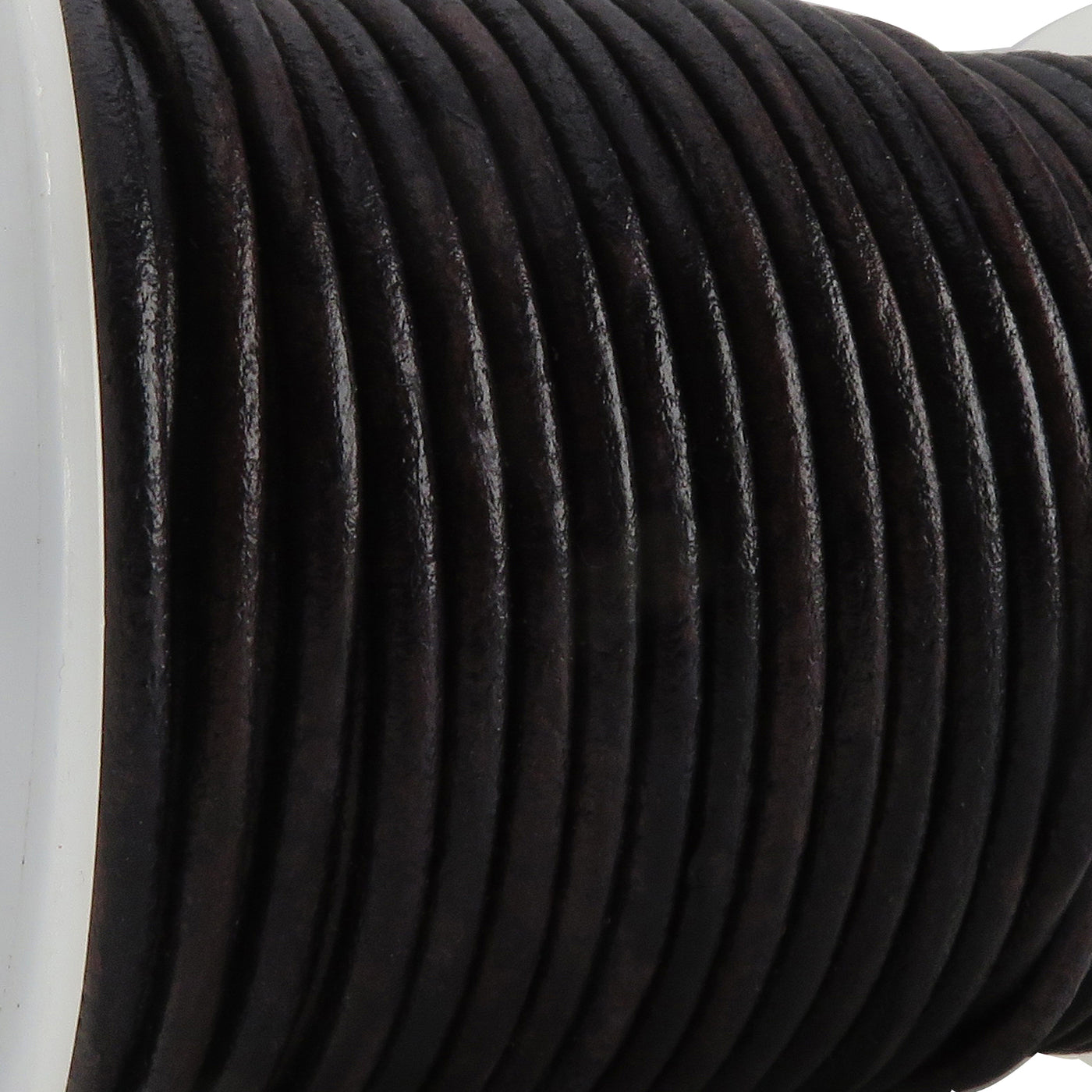 Lederschnur Rund 3 mm - Antik Schwarz - echtes Leder