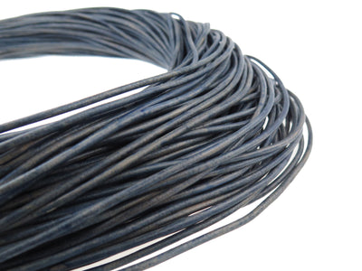 esnado Lederschnur Rund 3 mm - Jeansblau - echtes Leder