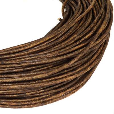 esnado Lederschnur Rund 3 mm - Mesh Holzbraun - echtes Leder