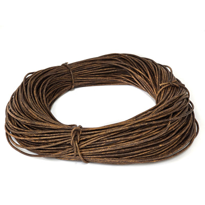 esnado Lederschnur Rund 3 mm - Mesh Holzbraun - echtes Leder