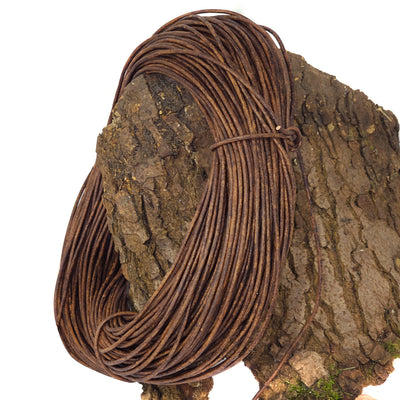 esnado Lederschnur Rund 3 mm - Mesh Holzbraun - echtes Leder