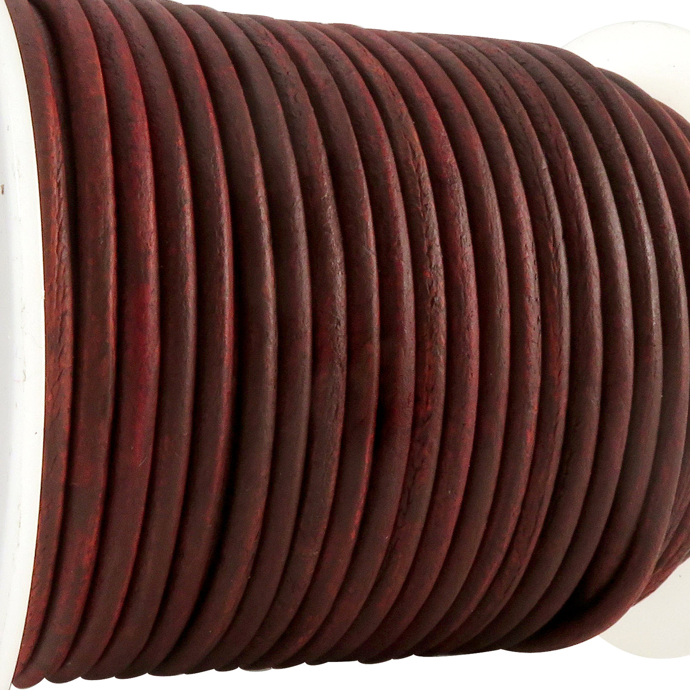 esnado Lederschnur Rund 3 mm - Antik Rotbraun - echtes Leder