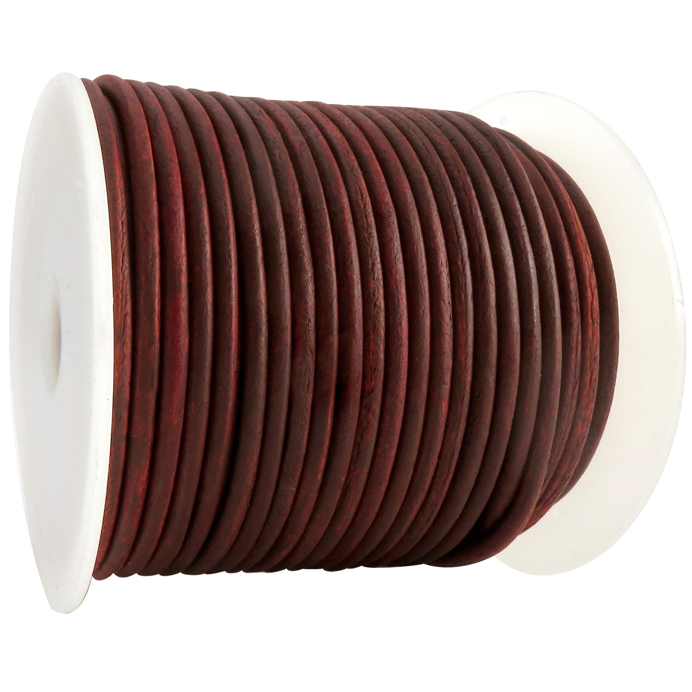 esnado Lederschnur Rund 3 mm - Antik Rotbraun - echtes Leder