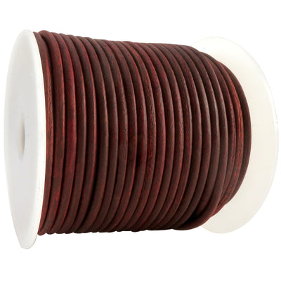 esnado Lederschnur Rund 3 mm - Antik Rotbraun - echtes Leder