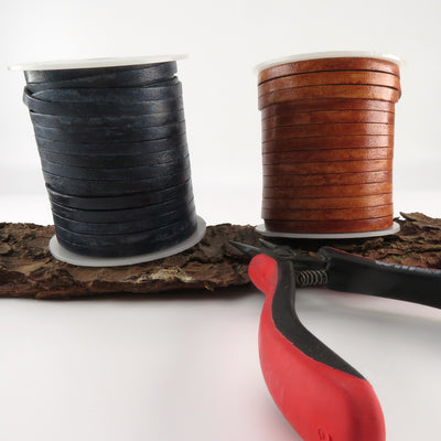 esnado Lederband flach - Breite 5 mm - Antik Dunkelblau