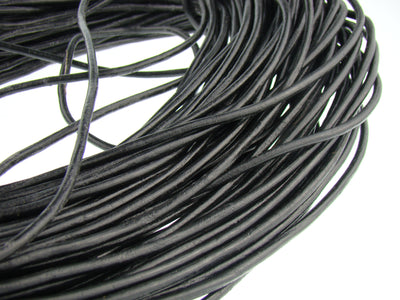 esnado Lederschnur Rund 4 mm - Schwarz - echtes Leder