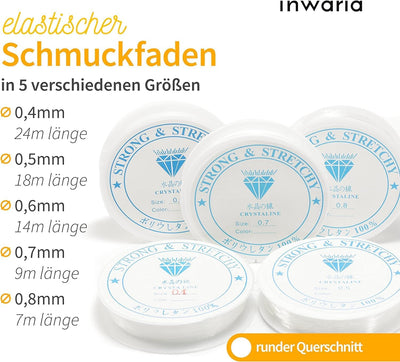 Gummifaden elastisch, 0,4/0,5/0,6/0,7/0,8 mm, transparent