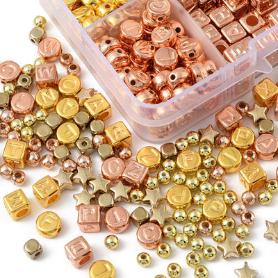 Inwaria DIY Schmuckperlen-Set – 847-tlg Buchstaben-, Stern-, Würfel- und Metallperlen