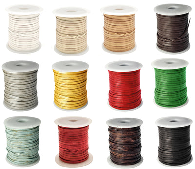 esnado Lederband flach - 3 x 1 mm - echtes Leder