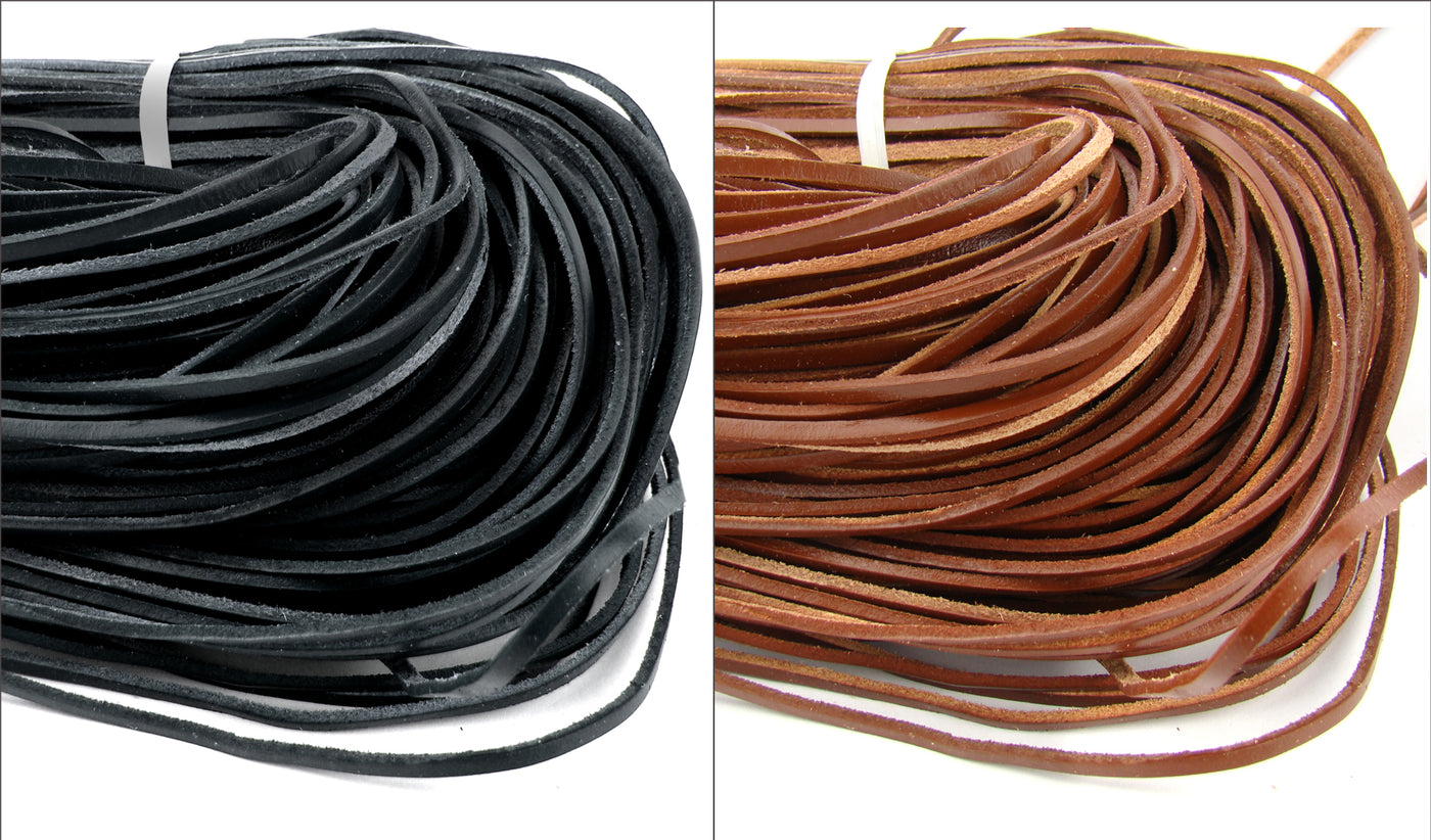 esnado Eckiges Lederband 3 x 2 mm - echtes Leder