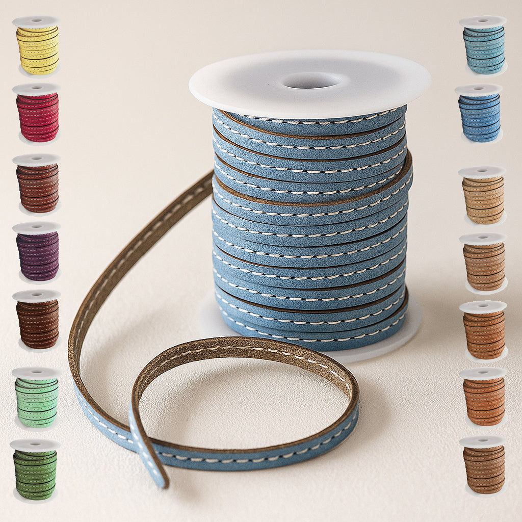 esnado Lederband flach mit Ziernaht 5 mm x 1,5 mm