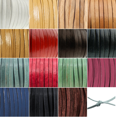 esnado Lederband flach - 4 x 1 mm - für Schmuckkreationen
