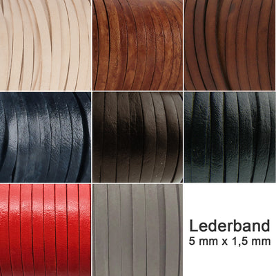 esnado Lederband flach - 5 x 1,5 mm - Echt Leder